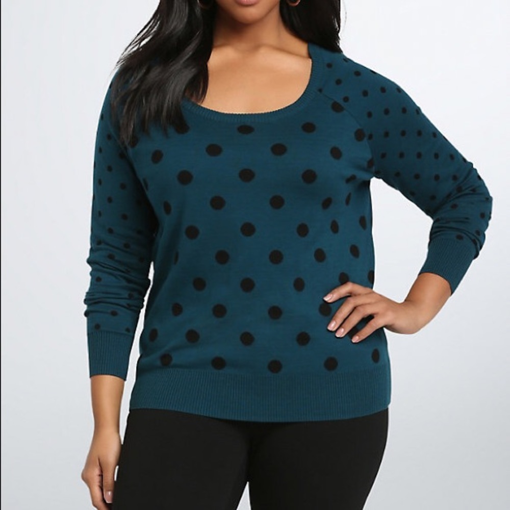 Torrid Green Polka Dotted Sweater